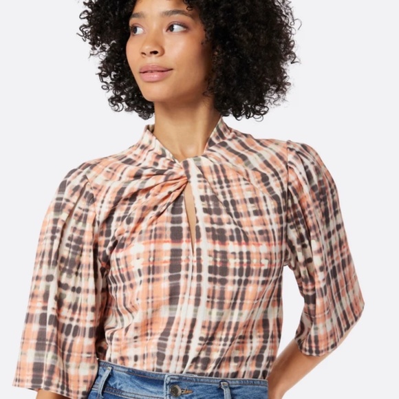 NWT Joie Lyell Twist Top Short Sleeve - Pink/Multi, Size S - Picture 12 of 13